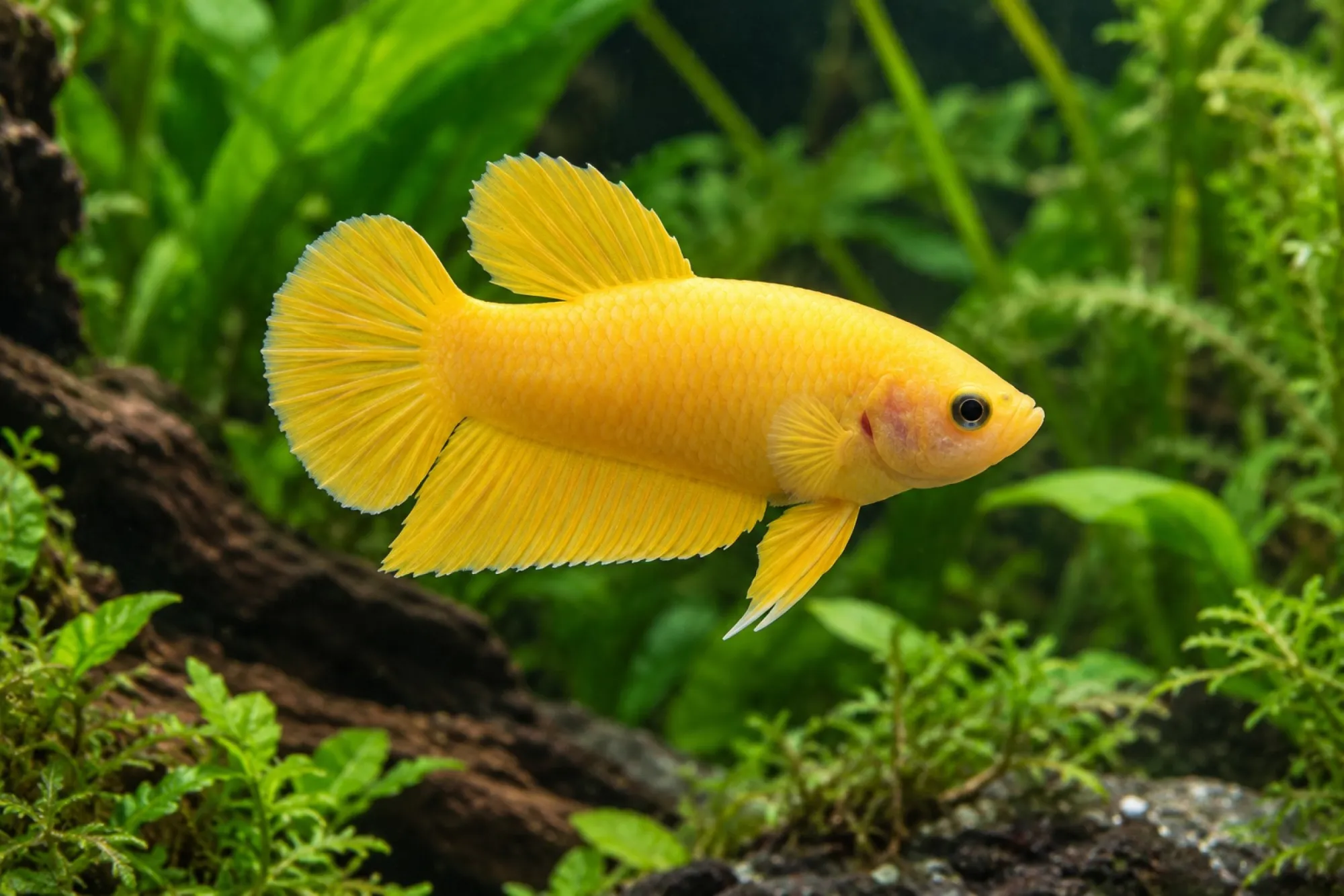 Siamesischer Kampffisch Plakat „Super Yellow“, Männchen, Betta splendens