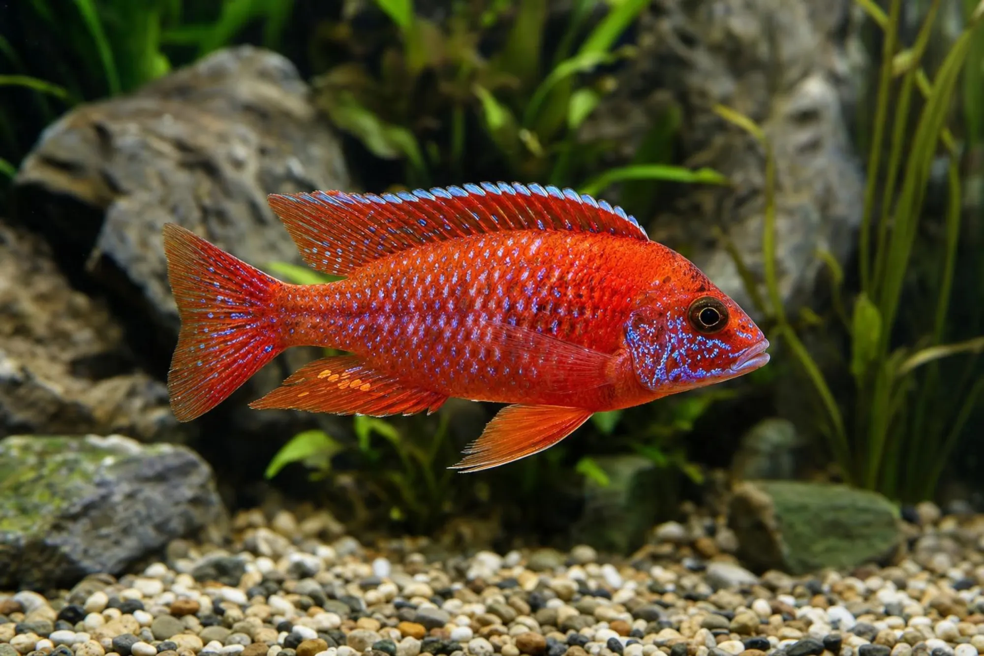 Kaiserbuntbarsch „Red Dragon“, Aulonocara sp., ca. 6,0 cm