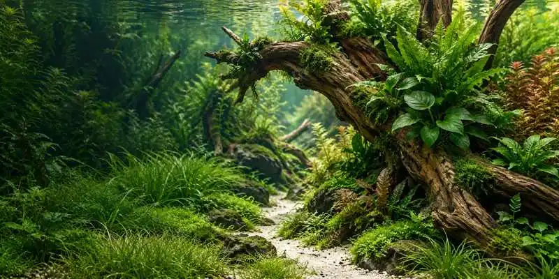 Grün bepflanztes Aquarium – Motiv für Mobilgeräte