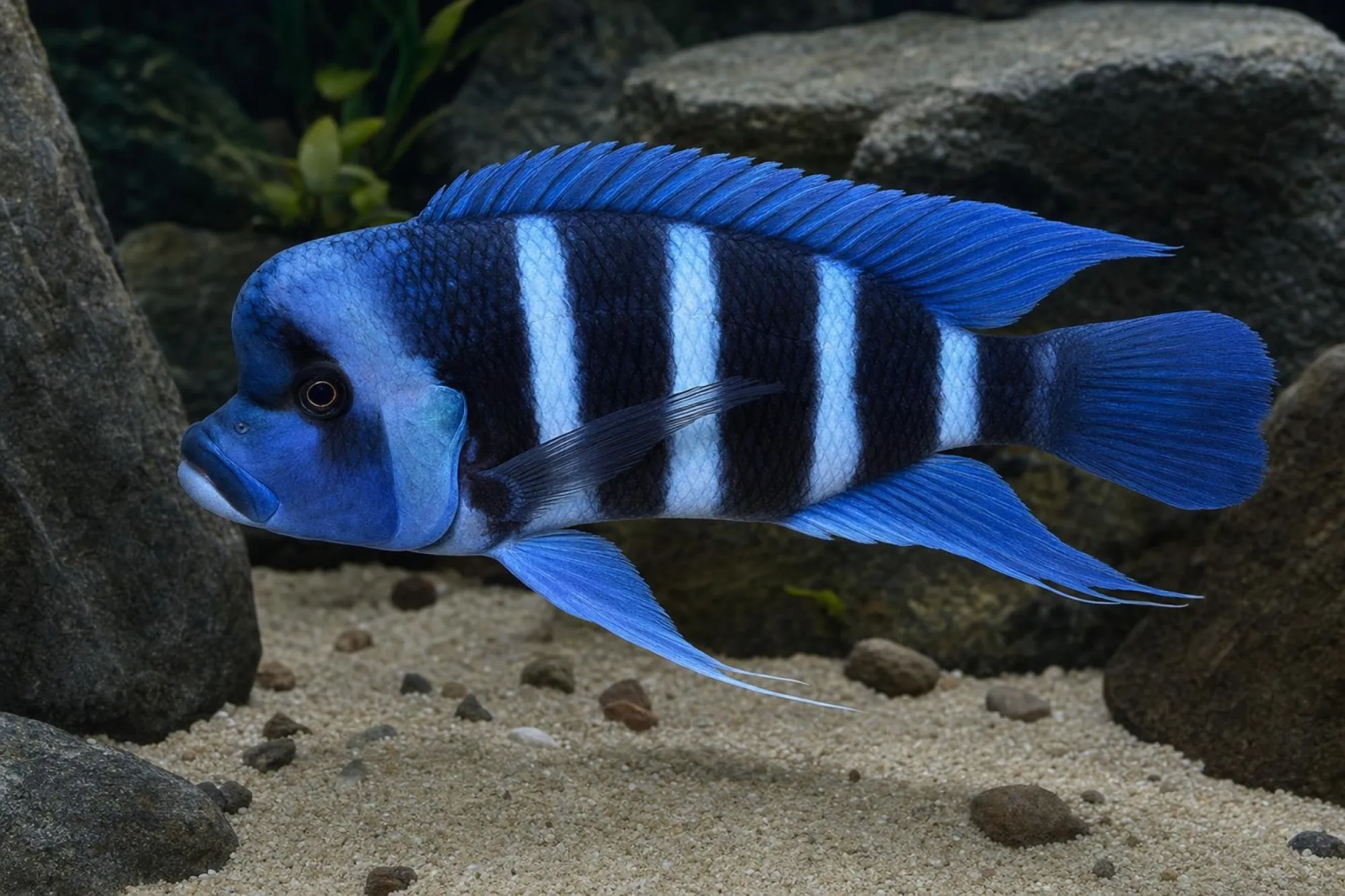 Tanganjika-Beulenkopf „Ikola Blue“, Cyphotilapia gibberosa, ca. 4,0 cm