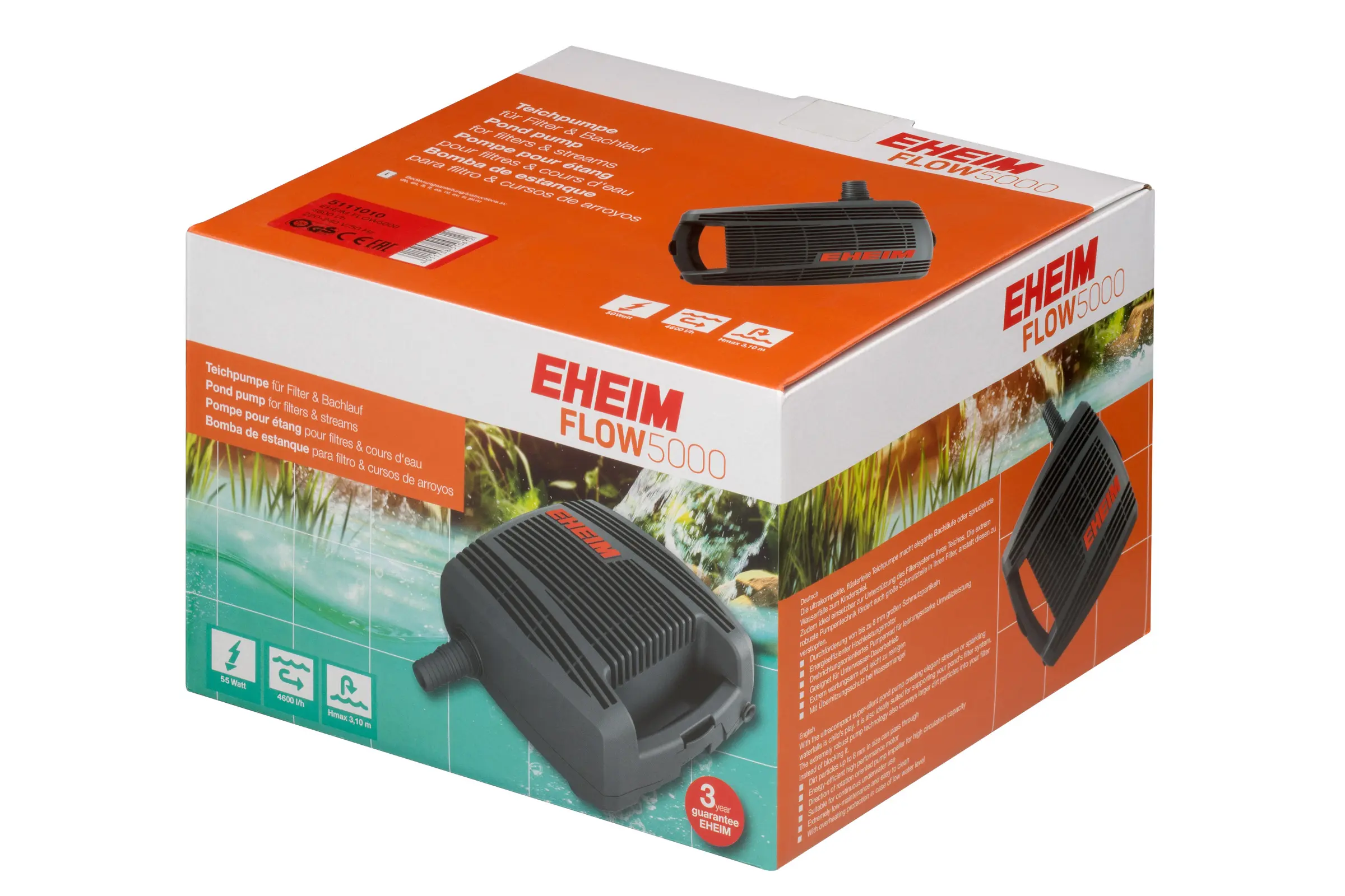 Eheim FLOW5000, Teichpumpe für Filter und Bachläufe
