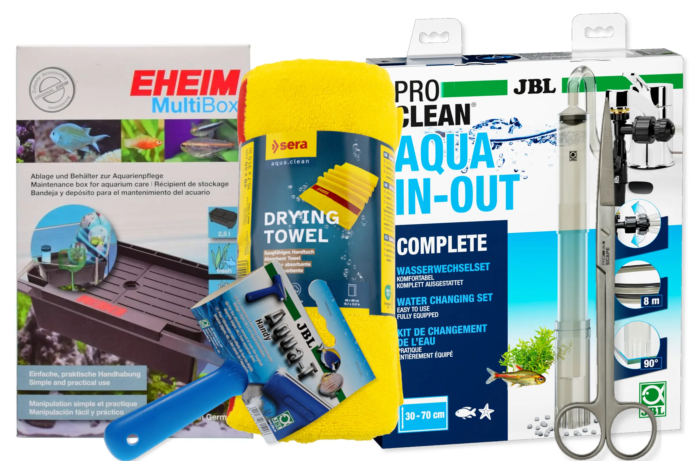 Aquarien-Zubehör: MultiBox, Tuch und Wasserwechsel-Set