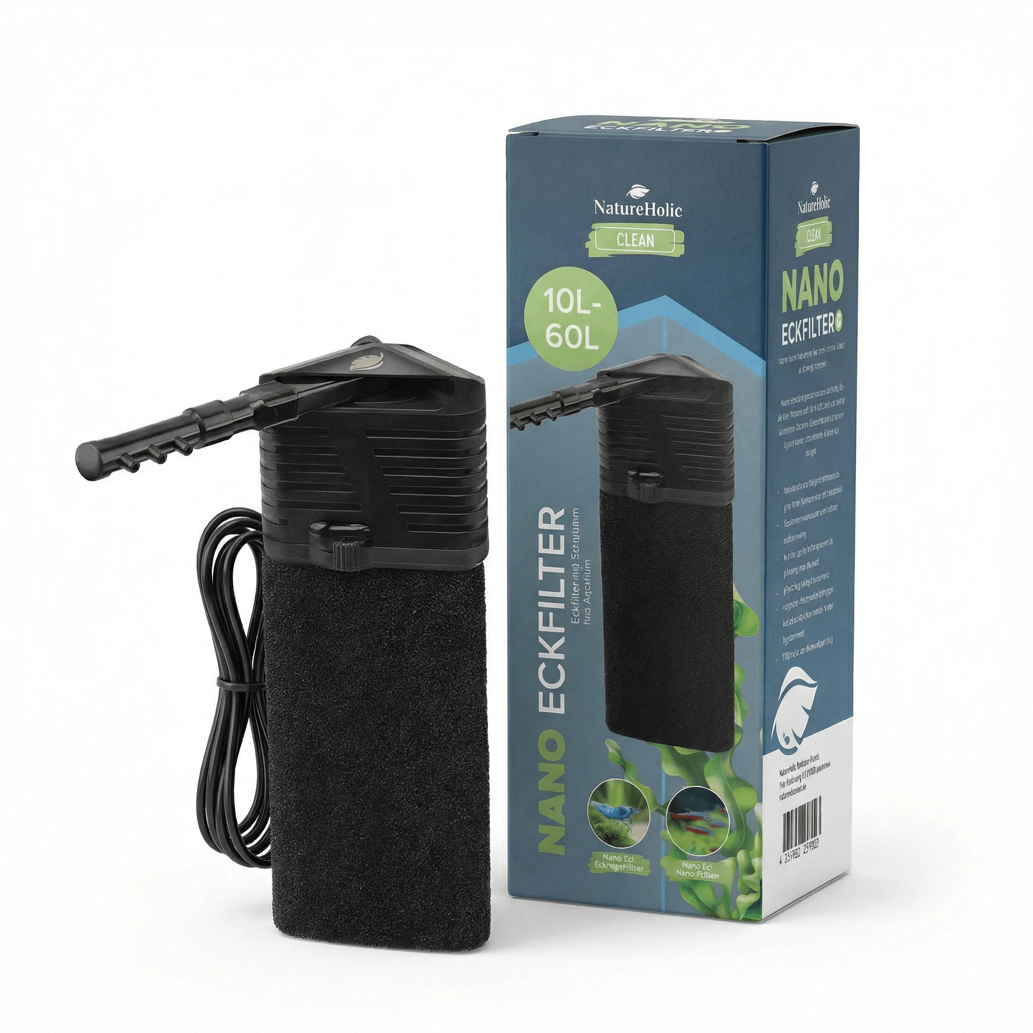 NatureHolic Nano Eckfilter, Der Garnelenfilter, 100% Garnelen- & babysicher