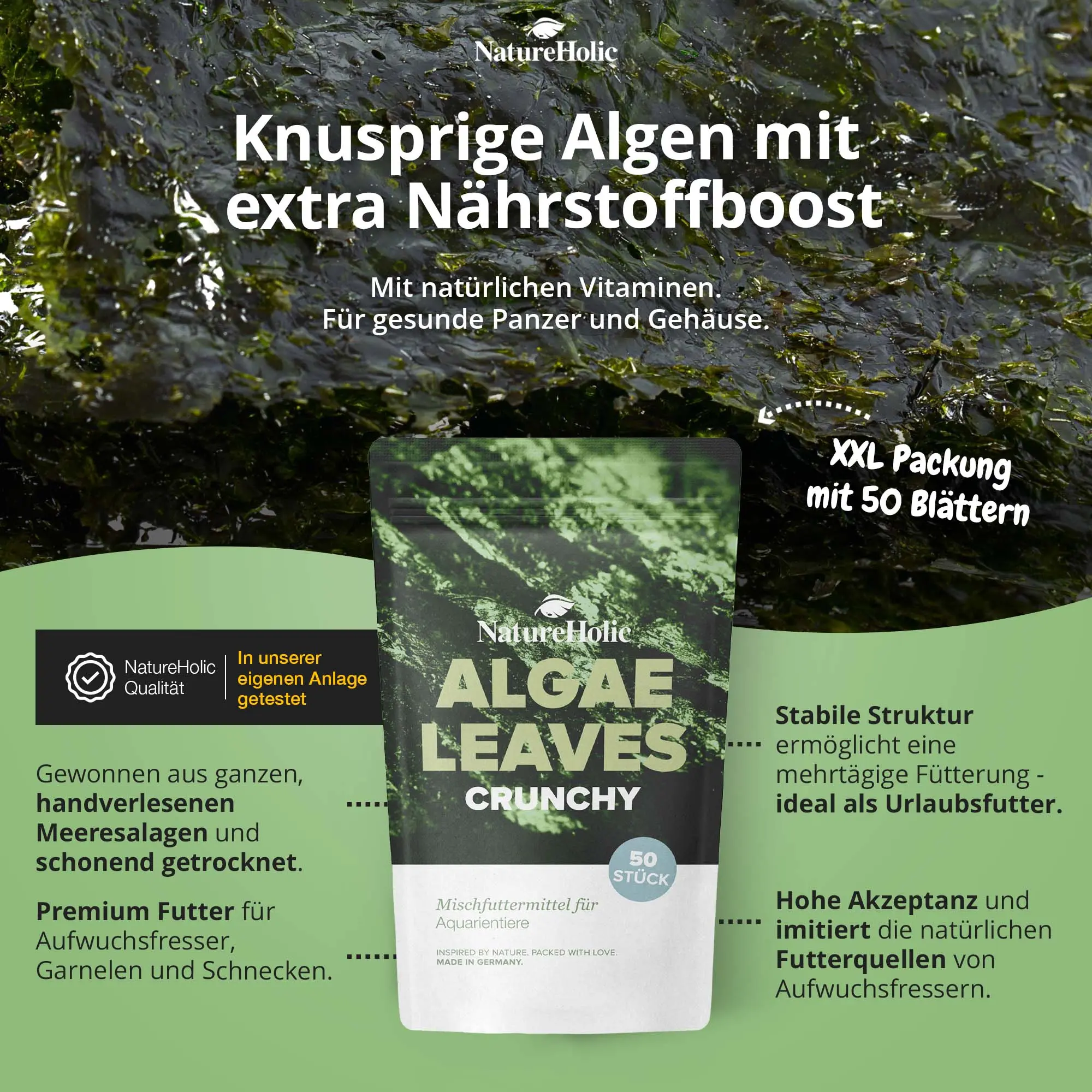 Packung Algenblätter (Crunchy) von NatureHolic, XXL 50 Blatt