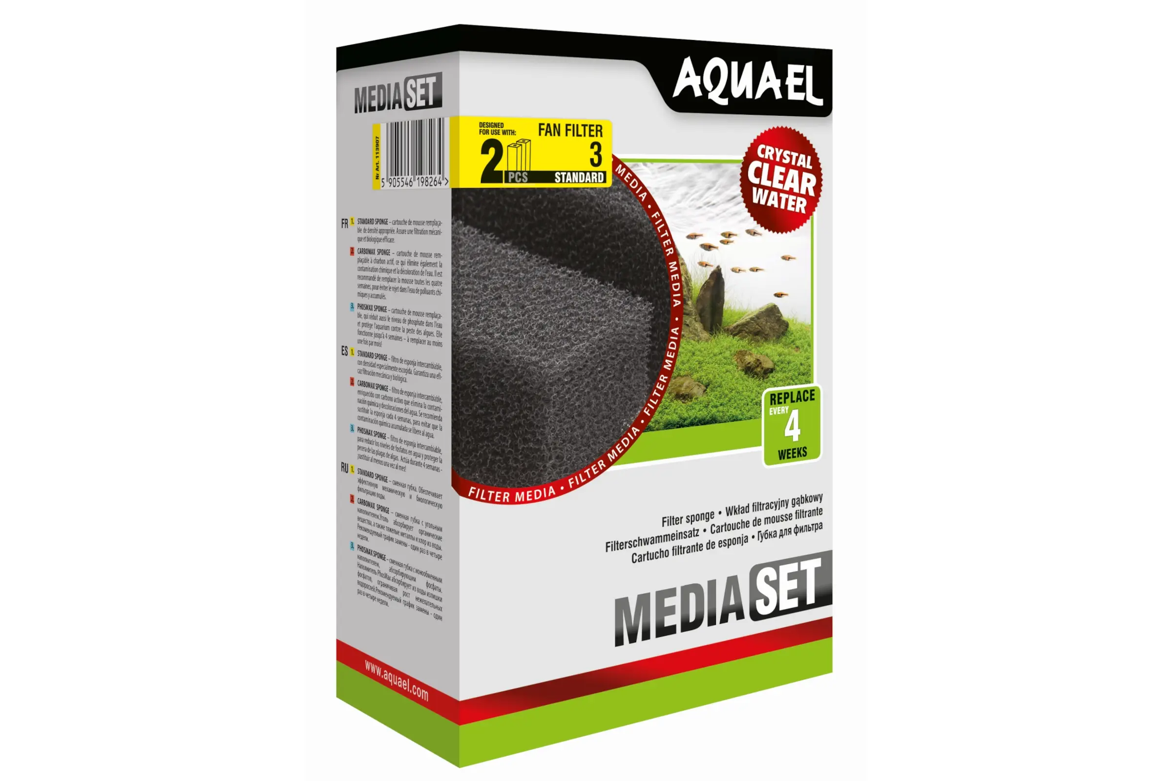 Aquael Filterschwamm FAN 3 Plus, Filter-Ersatz, 2 Stück