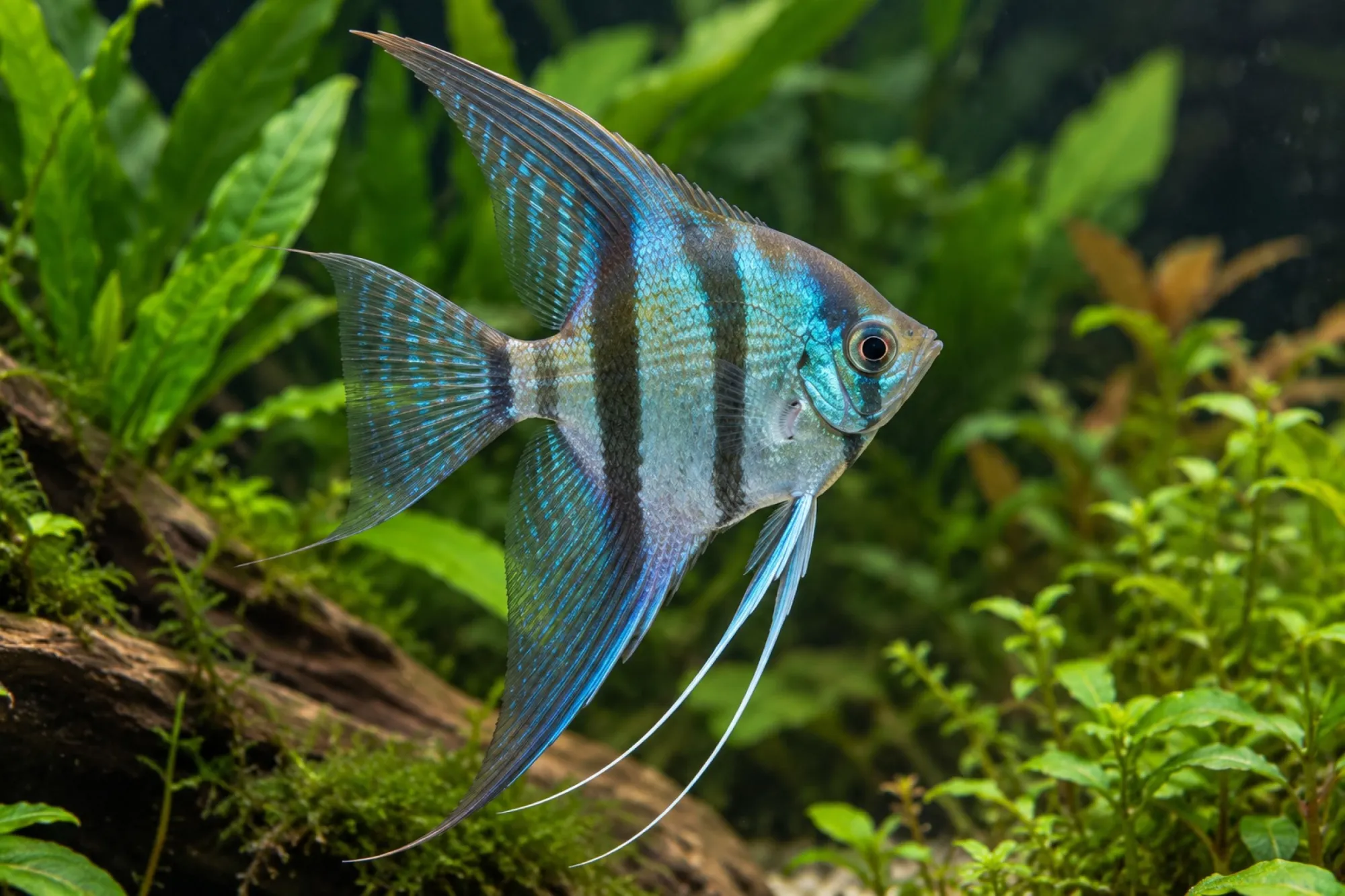 Avatar-Blue-Skalar, Pterophyllum scalare, ca. 4,0-5,0 cm