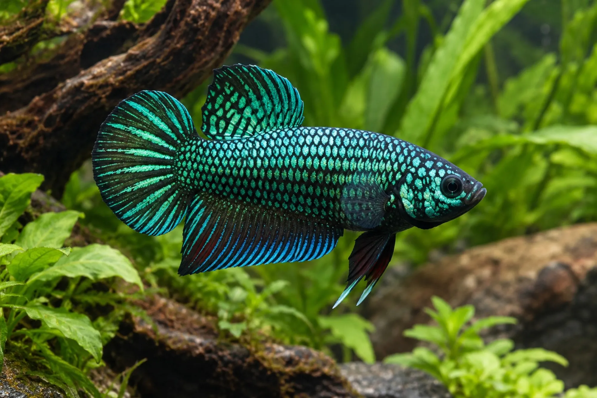 Alien-Kampffisch Plakat Green, Männchen, Betta splendens