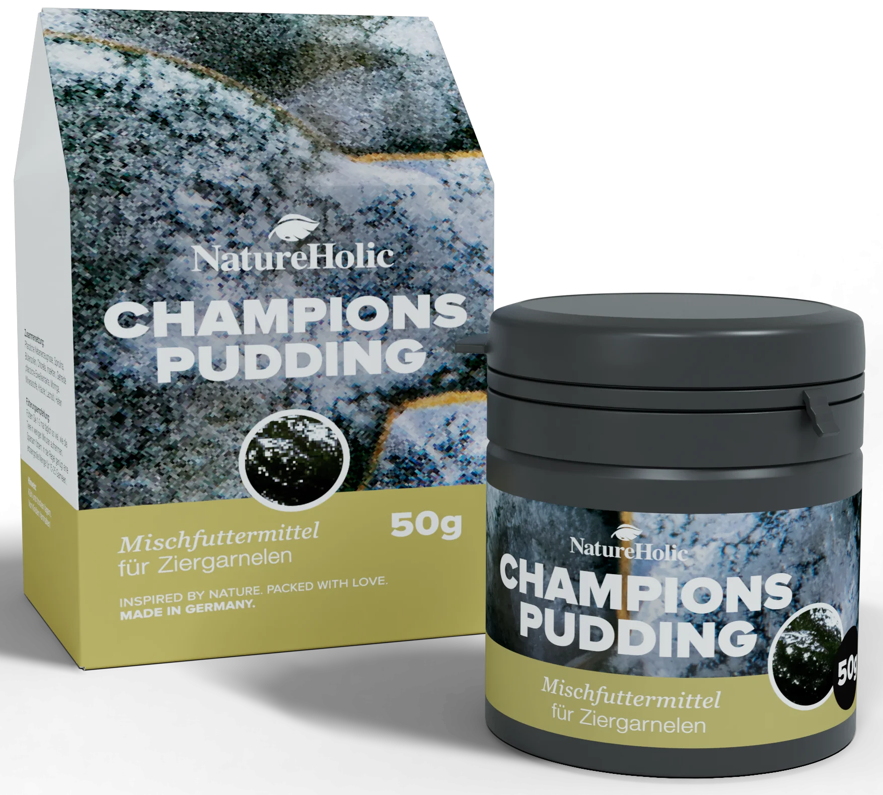 Verpackung Champions Pudding Garnelenfutter, 50 g