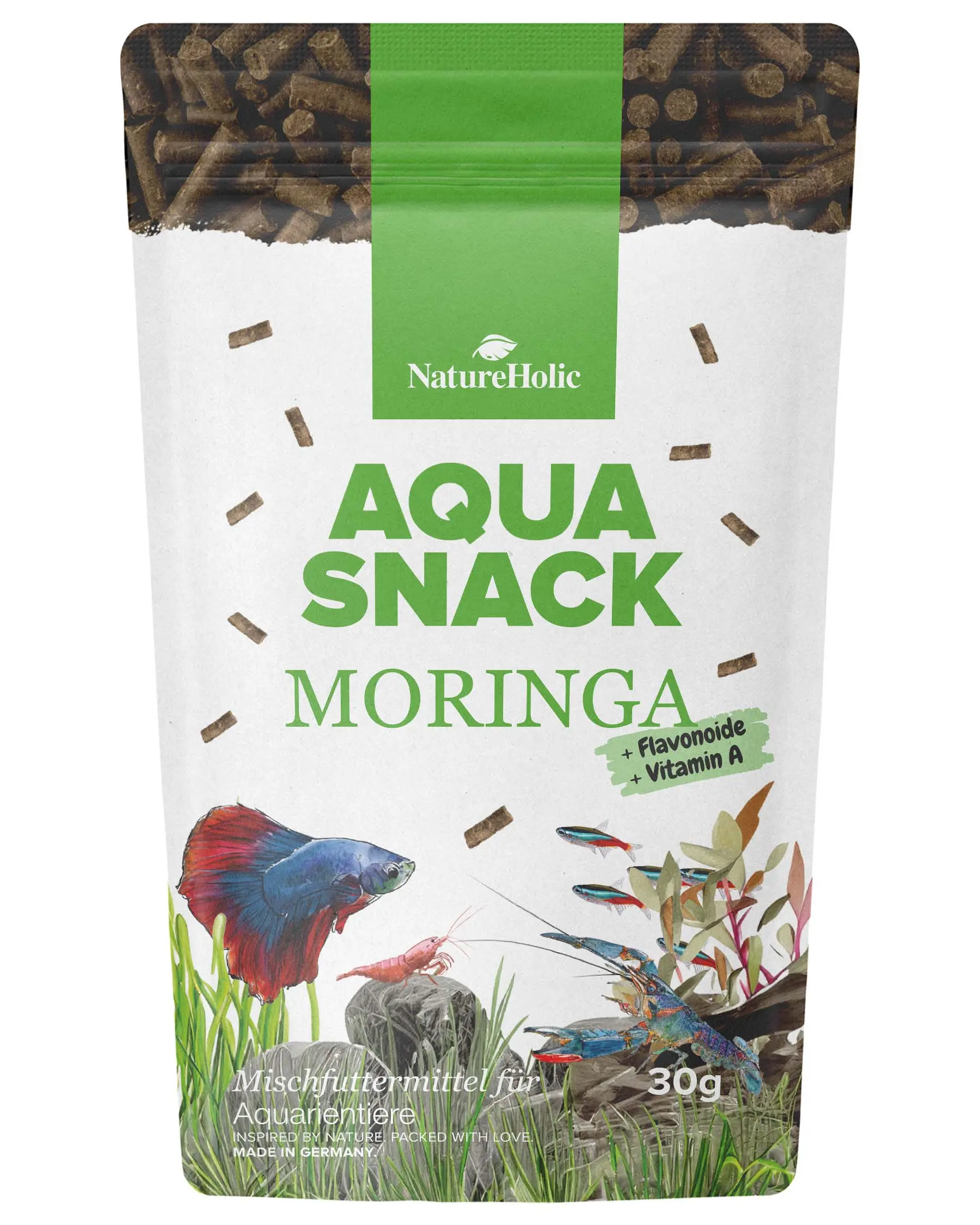 NatureHolic AquaSnack Moringa Sticks, Futtersticks, 30 g