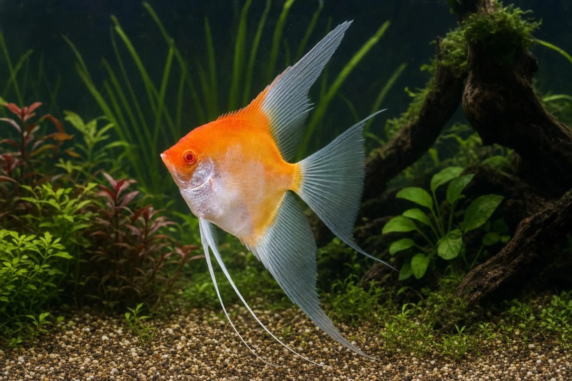 Skalar „Red Devil Albino“, Pterophyllum scalare