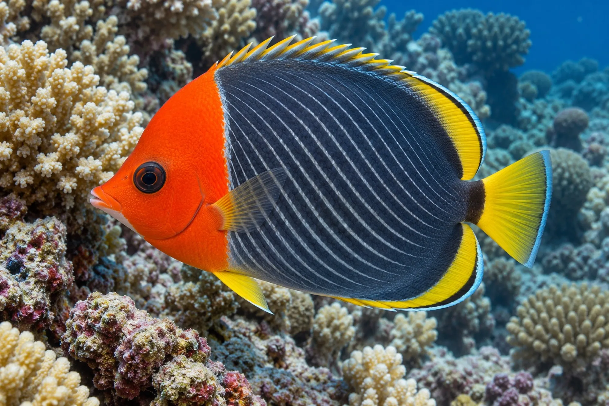 Rotkopf-Falterfisch, Chaetodon larvatus