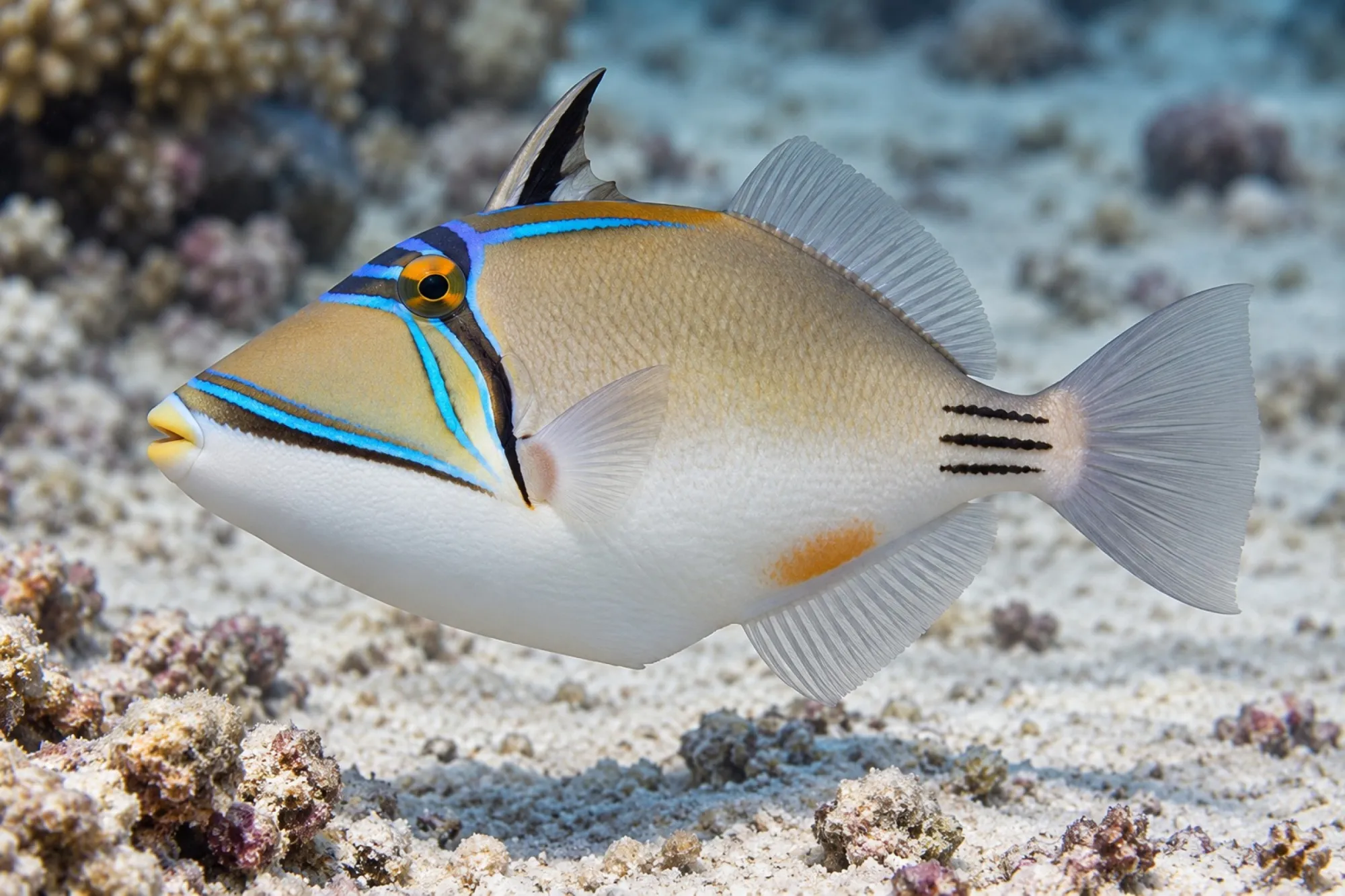 Rotmeer Picassodrückerfisch, Rhinecanthus assasi