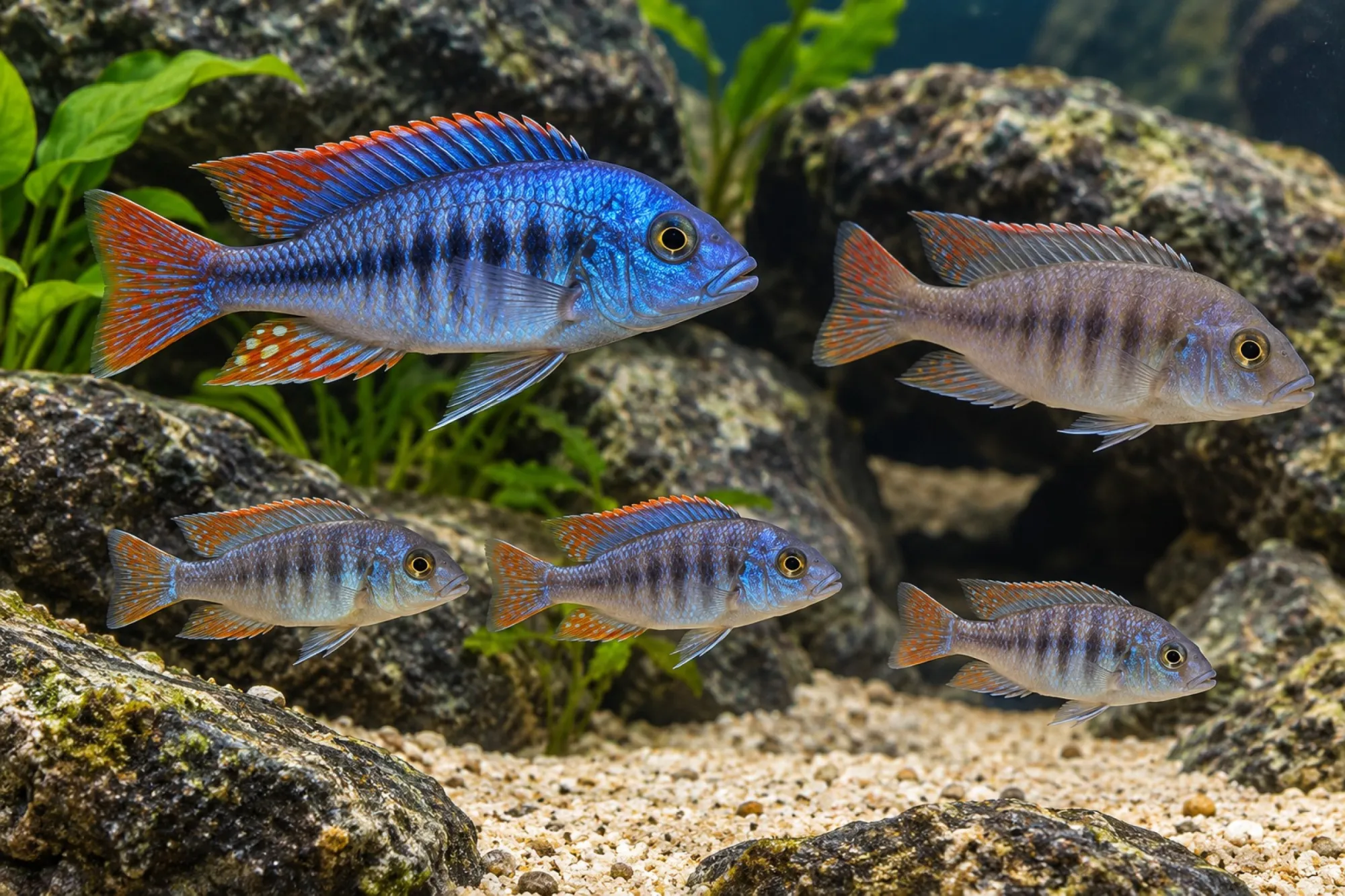Malawi-Buntbarsch „Fire Blue Chinyankwazi“, Protomelas taeniolatus