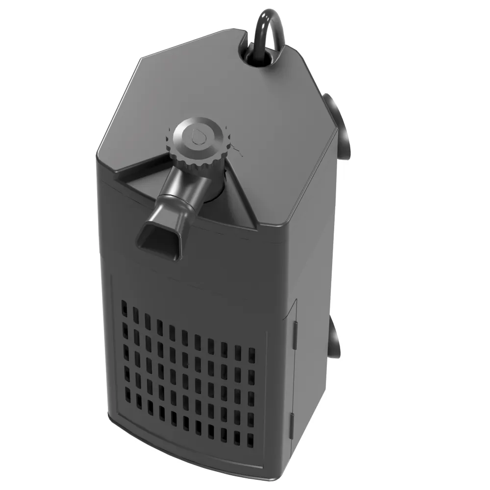 Dupla Clean Flow Filter 80 Innenfilter: dreieckige Eckform mit Saugnäpfen, seitliche Kante schließt zum Glas, garnelensichere Kokosmatte, 310 l/h bei 5,2 W für Aquarien 50–80 L