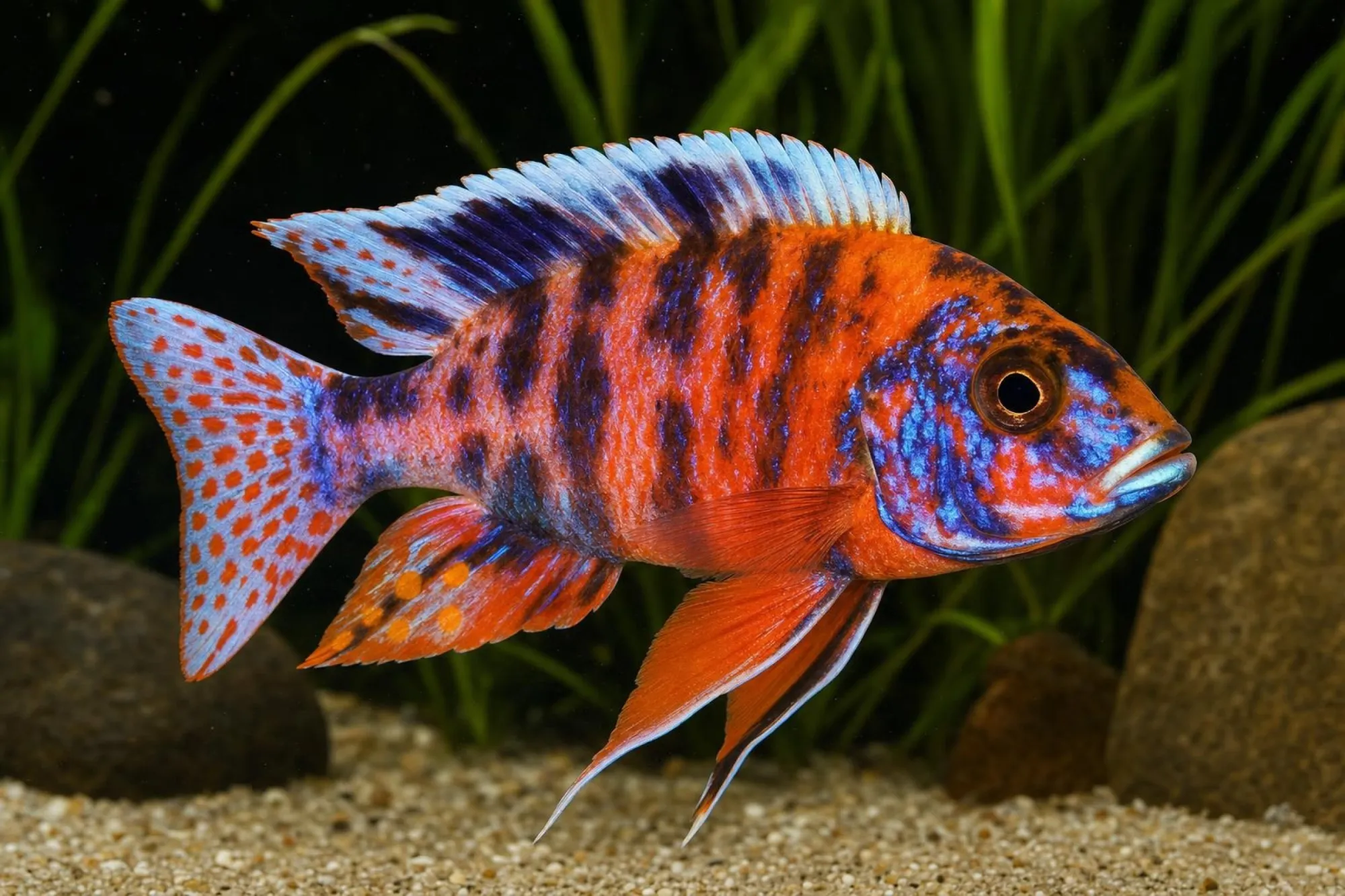 Kaiserbuntbarsch „Calico Super Red“, Aulonocara sp., ca. 5,0-6,0 cm