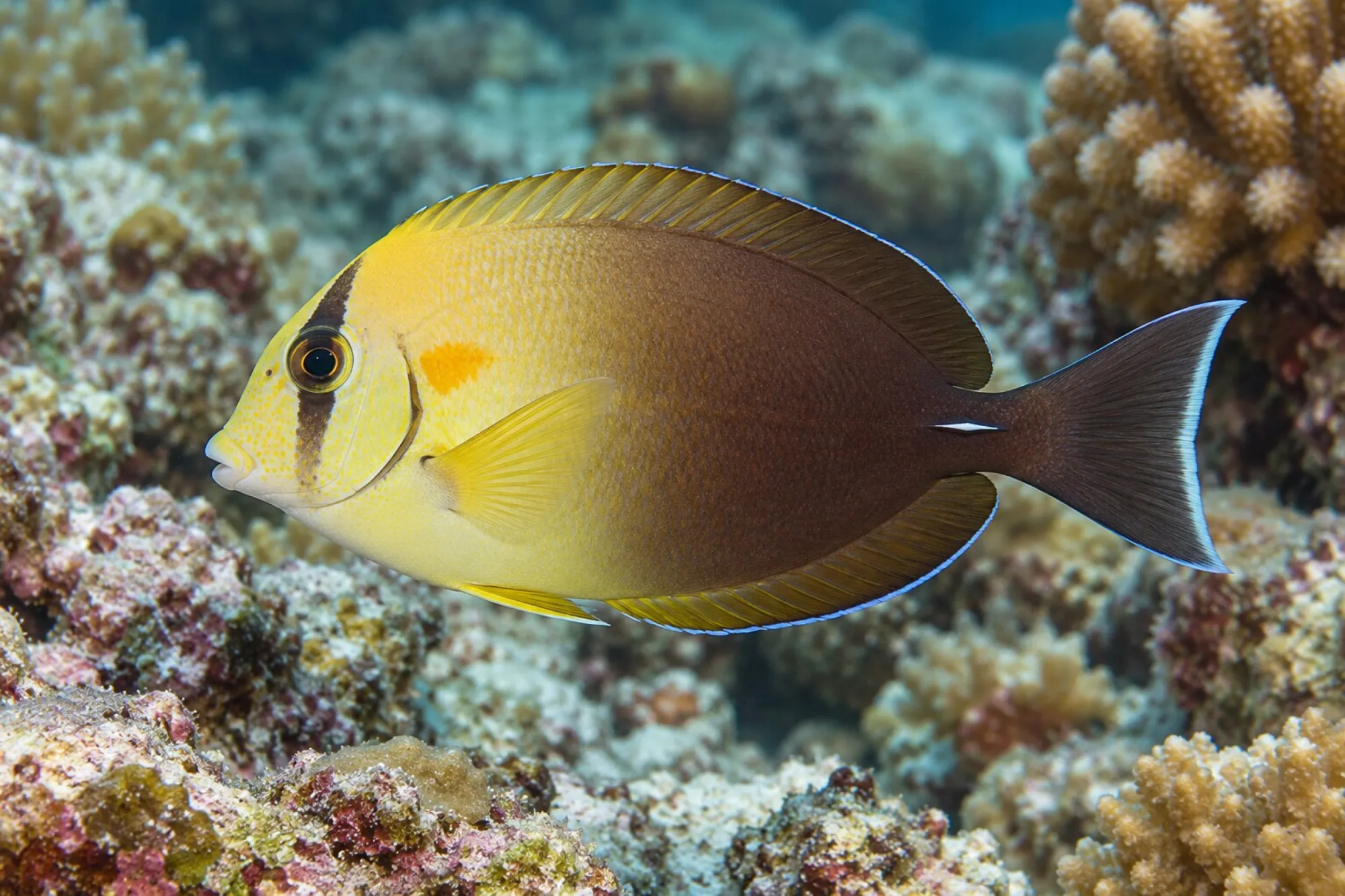 Mimikry-Doktorfisch, Acanthurus pyroferus, ca. 6,0-8,0 cm