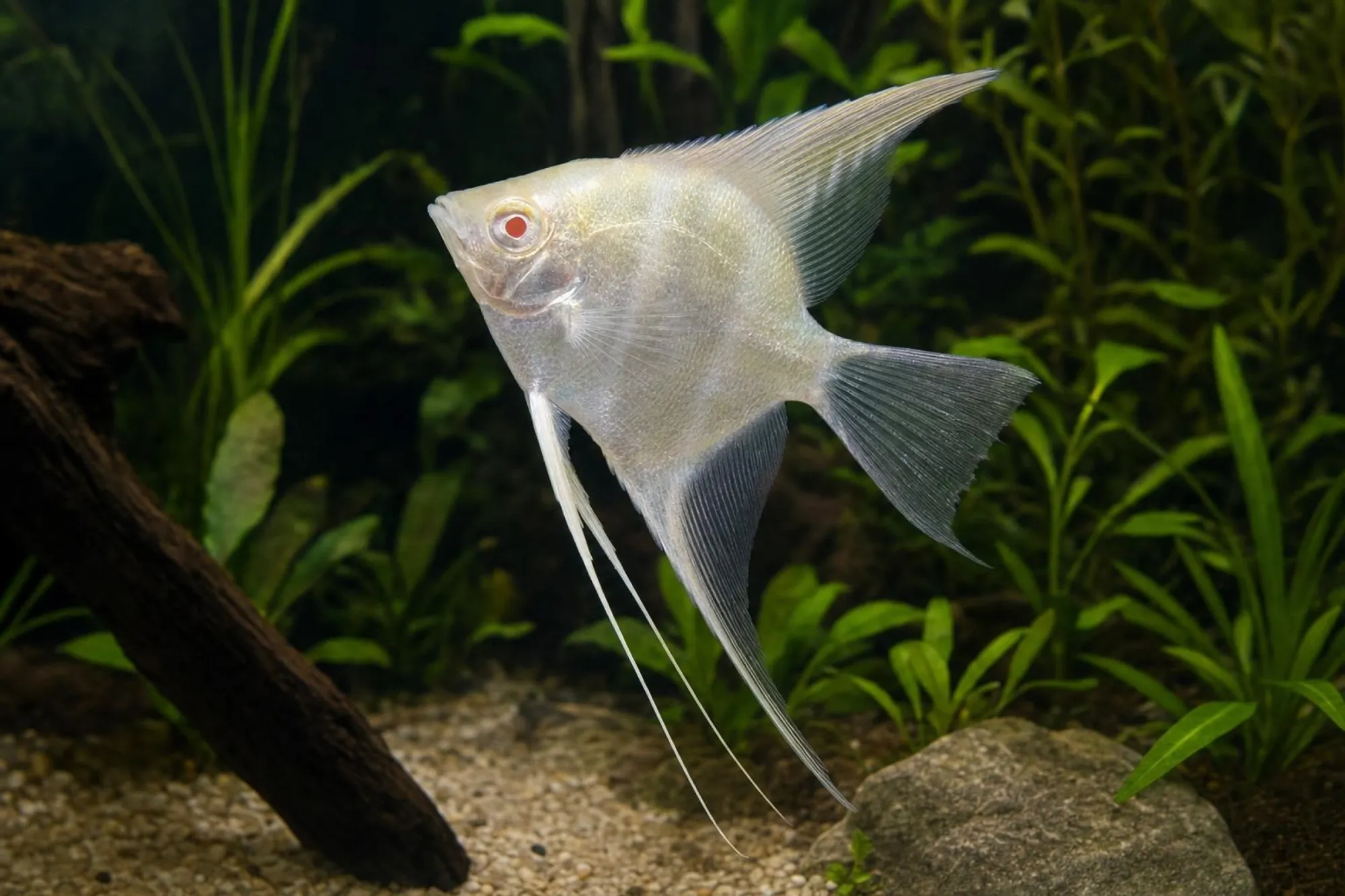 Albino-Peru-Skalar, Pterophyllum scalare