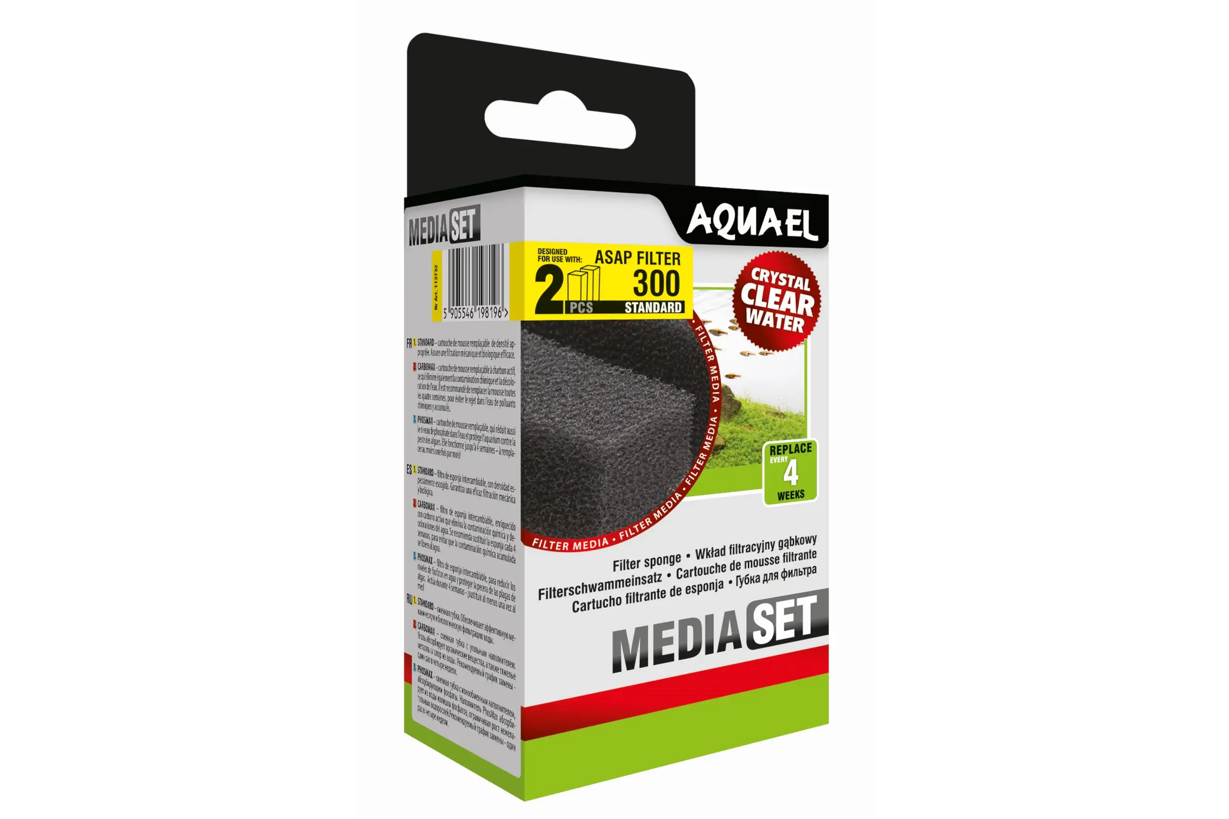 Aquael Filterschwamm Standard für ASAP 300, Filter-Ersatz, 2 Stück