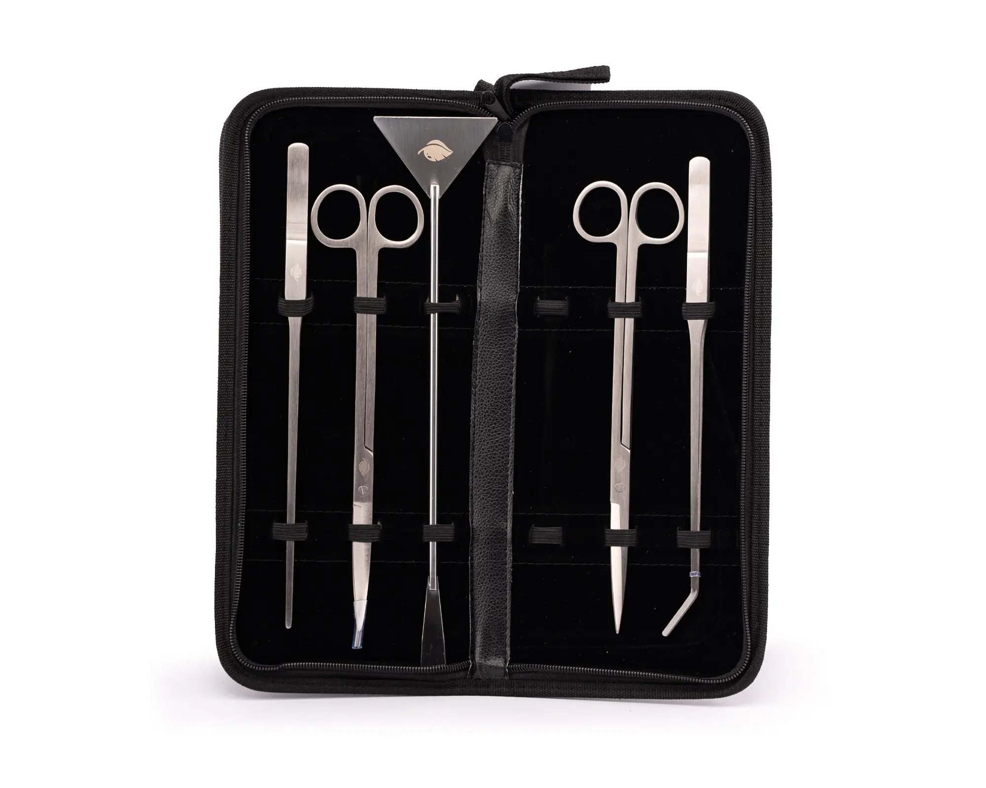 Edelstahl-Pinzettenset im schwarzen Etui