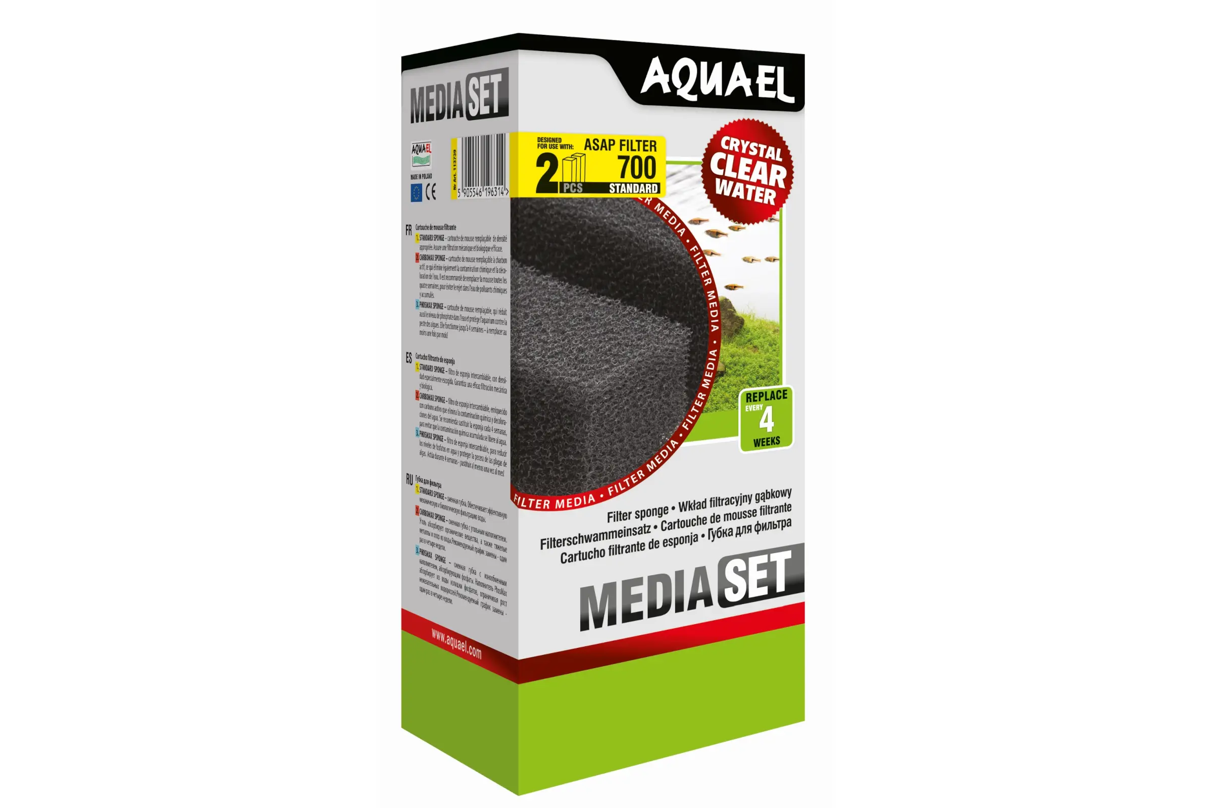 Aquael Filterschwamm Standard für ASAP 700, Filter-Ersatz, 2 Stück