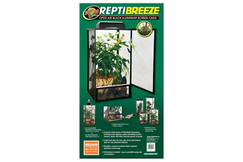 Zoomed ReptiBreeze Alum Screen Cage, Terrarium, 40x40x76 cm
